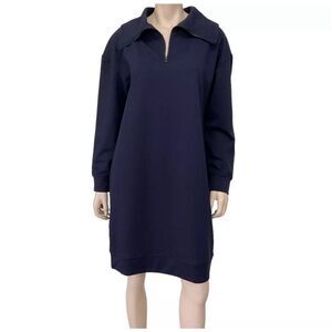 Nordstrom Dark Blue Long Sleeve Partial Zip Sweatshirt Dress Womens Size M NWT